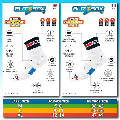 BLITZSOX Hi-Tech Performance Quarter Length Sport Socks for Men and Women (Running, Tennis, Workout and Fitness), Pack of 3