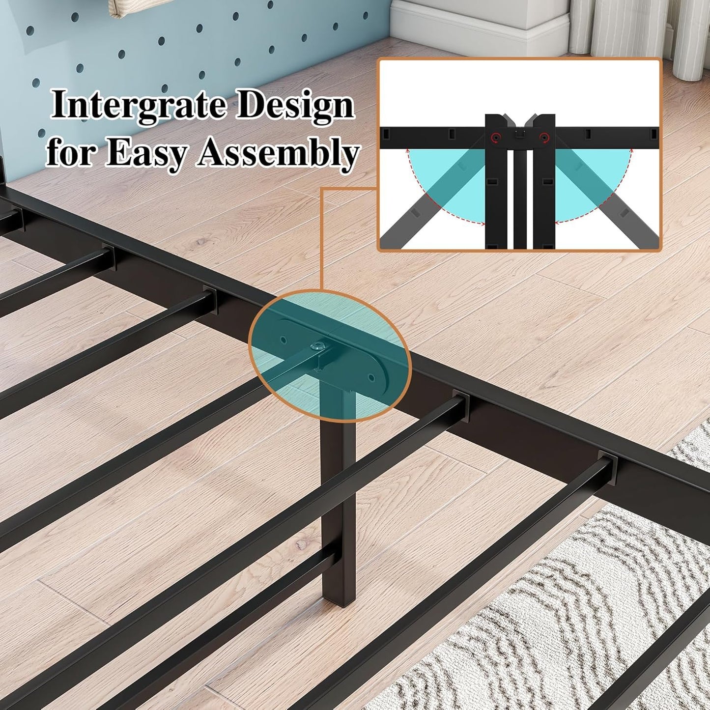 HOJINLINERO Twin Bed Frame with Storage Headboard/USB Charging Station,Single Bed Frame Twin Size No Box Spring Needed,Heavy Duty Platform Metal Slats,Easy Assembly,Bedroom Furniture,Black + Warm Grey