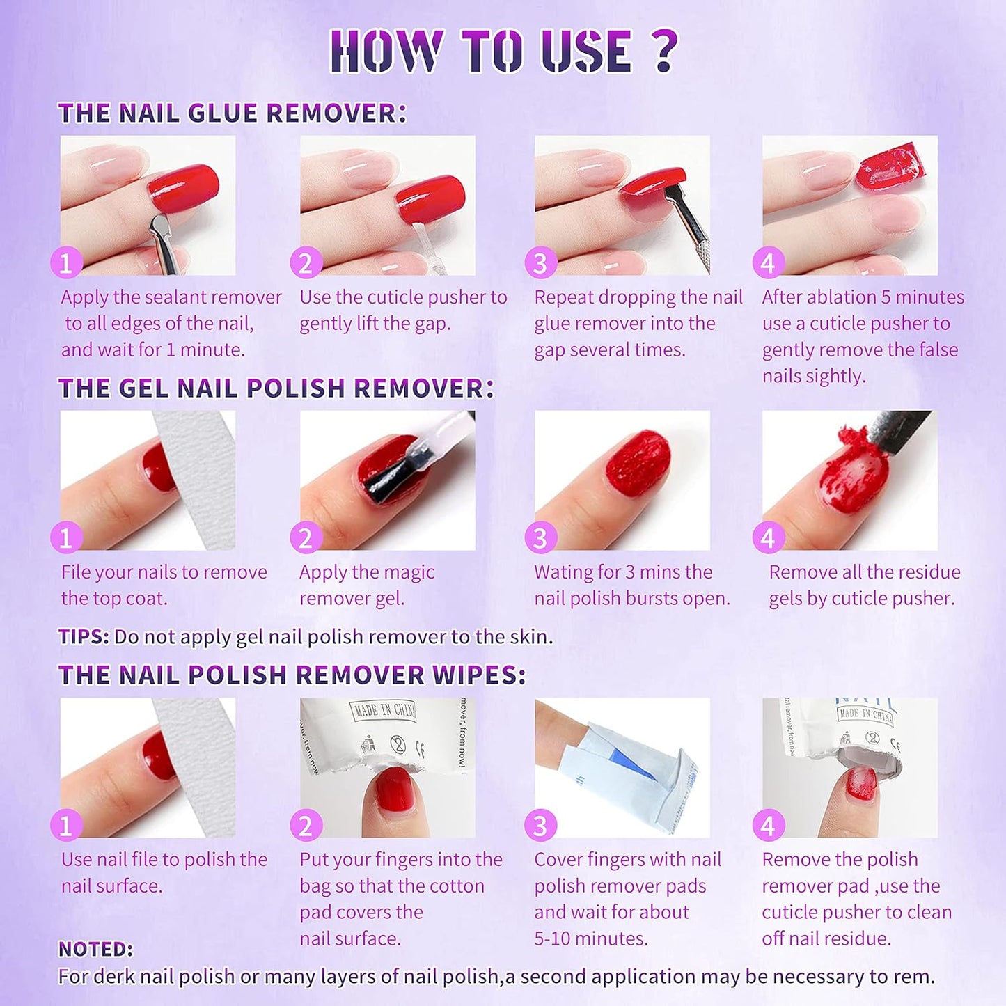 AIJIMEI Gel Nail Polish Remover-15ml/0.5fl.oz Nail Gel Polish Remover Kit Remover Quickly Nail Care with Nail Glue Remover,Nail Cuticle Oil,Nail Polish Remover Pads for Nails