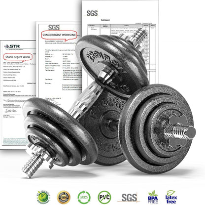 PROIRON Cast Iron Adjustable Dumbbells Set with Extension Handle Bar Perfect for Body Building, Weightlifting, Fitness, Workout, Gym Home