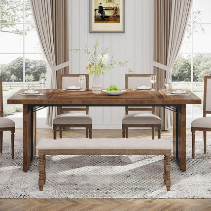 Tribesigns 71" Large Dining Table for 6 to 8 People, Rustic Farmhouse Style Dinner Table, Rectangular Dining Table for Kitchen, Dining Room & Living Room
