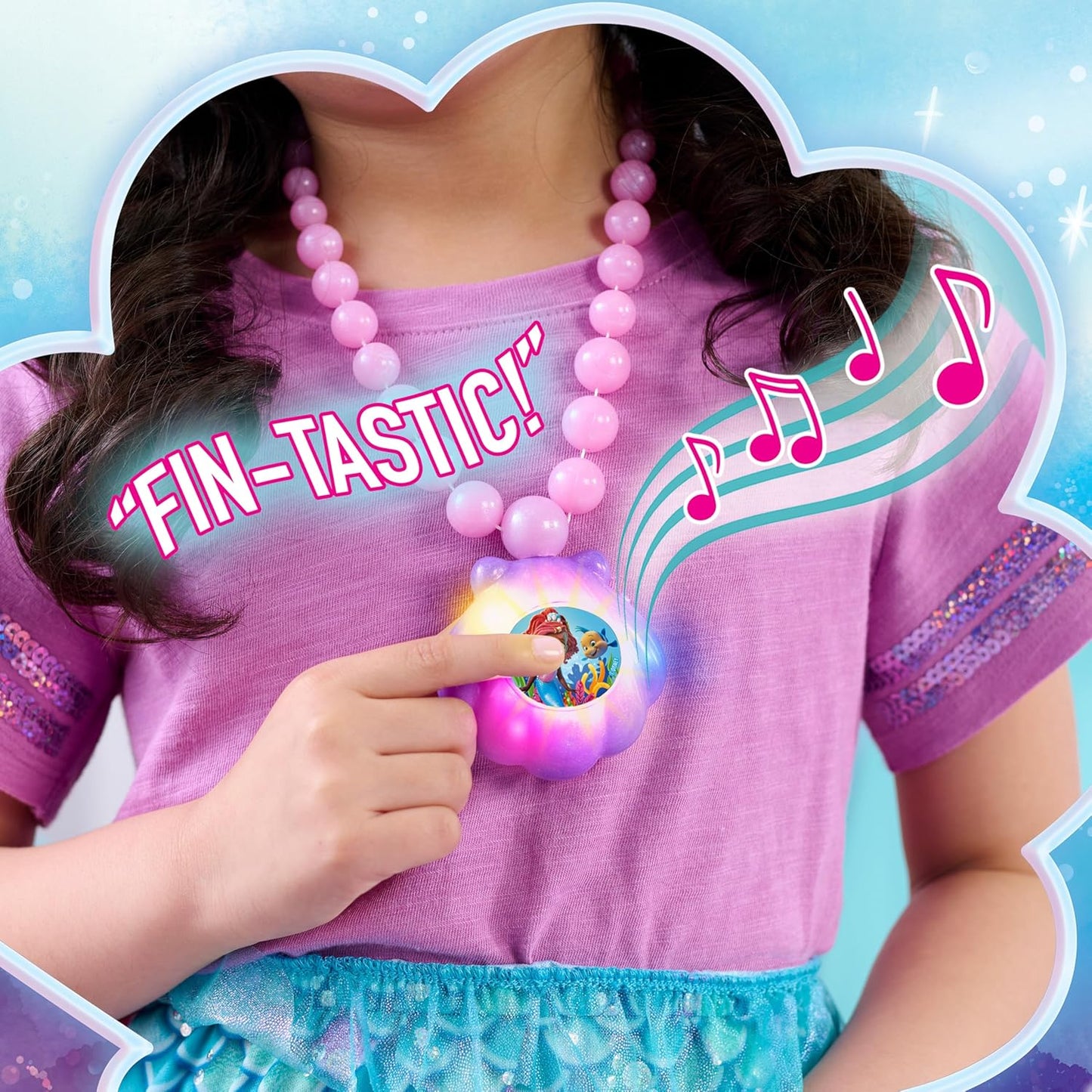Just Play Disney Junior Ariel Ocean Glow Necklace, Kids Toys for Ages 3 Up by