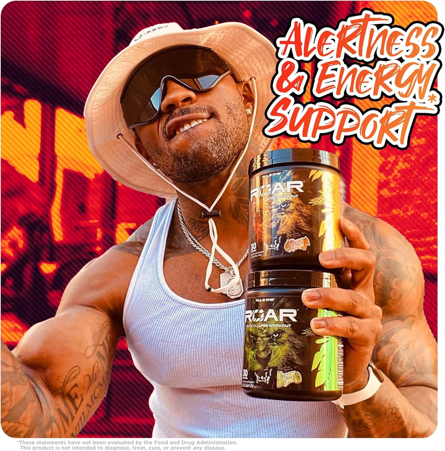 Rule1 R1 Roar Ferocious Pre-Workout Powder 315 g, Fruit Punch (30 Servings)