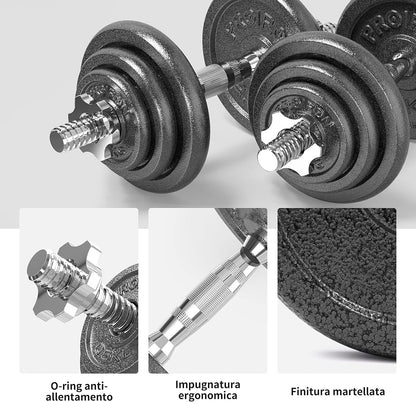 PROIRON Cast Iron Adjustable Dumbbells Set with Extension Handle Bar Perfect for Body Building, Weightlifting, Fitness, Workout, Gym Home