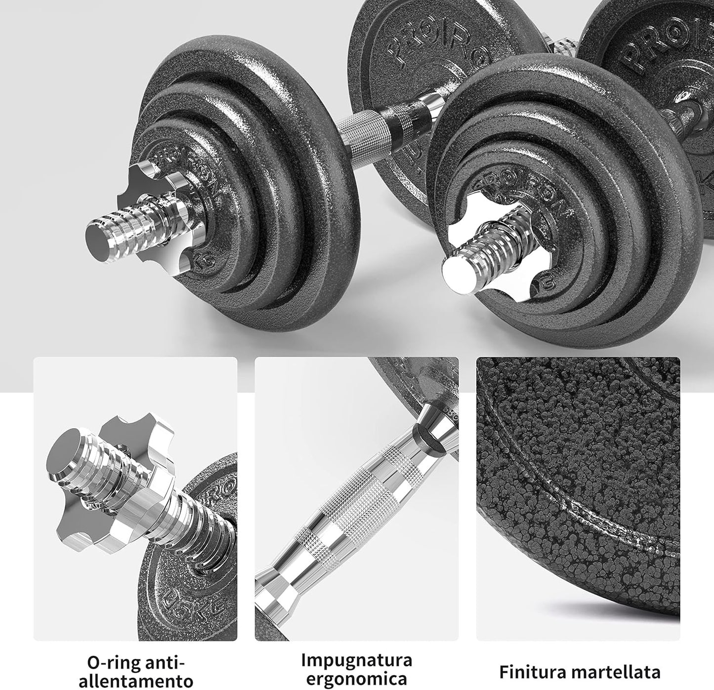 PROIRON Cast Iron Adjustable Dumbbells Set with Extension Handle Bar Perfect for Body Building, Weightlifting, Fitness, Workout, Gym Home