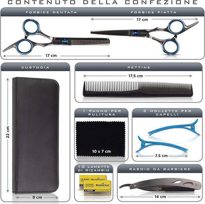 Afzonos Professional Hairdressing Scissors, Hair Thinning Scissors, Professional Hairdressing Kit, Hair Comb, Hair Scissors, Double Hair Tips