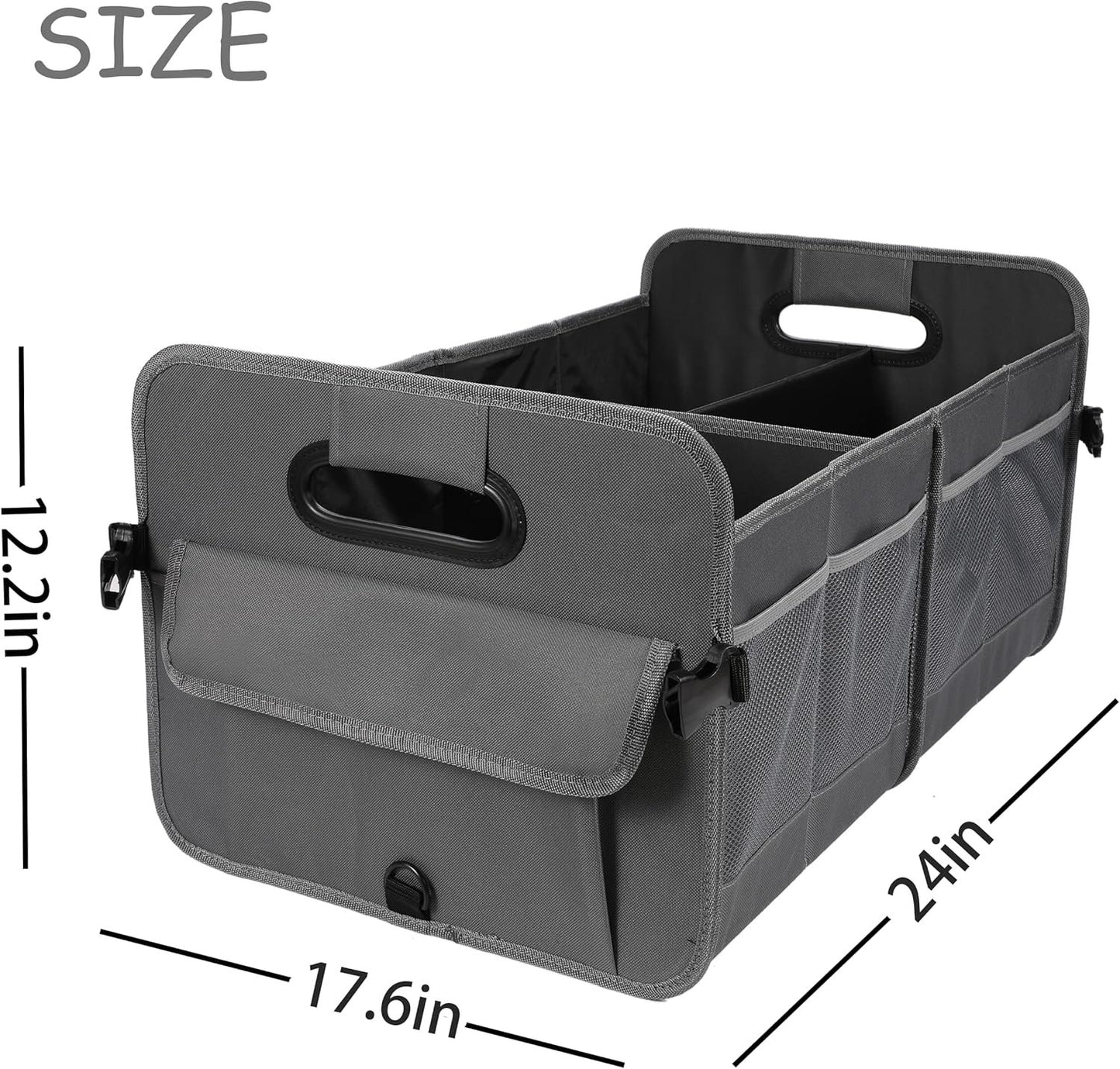 AOKJOY Car Trunk Organizer Car Storage Organizer Collapsible Multi Compartment Car Organizer Adjustable Straps Car Organizer for SUV(Gray)