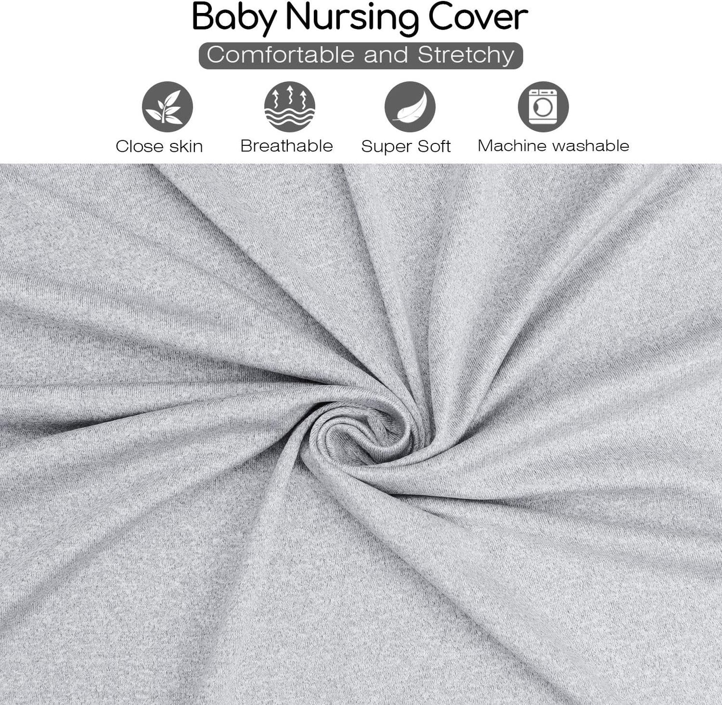 Nursing Cover & Baby Nursing Poncho,Multi Use Breastfeeding Cover for CarSeat Canopy, High Seat Cover, Stroller Cover, Shopping Cart Cover,Nursing Scarf for Boy and Girl by Kefee Kol (Grey)