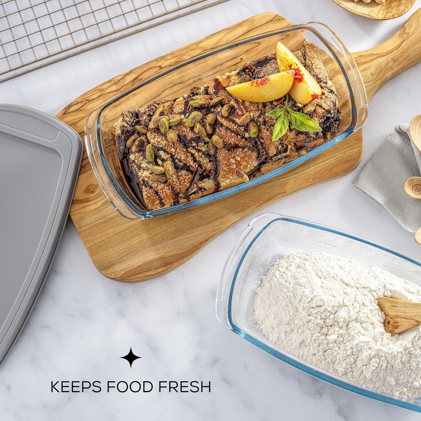 JoyJolt Glass Loaf Pan Set with Lid, Rectangular, 1.9 Quart, Deep, Meatloaf & Banana Bread Loaf Pans