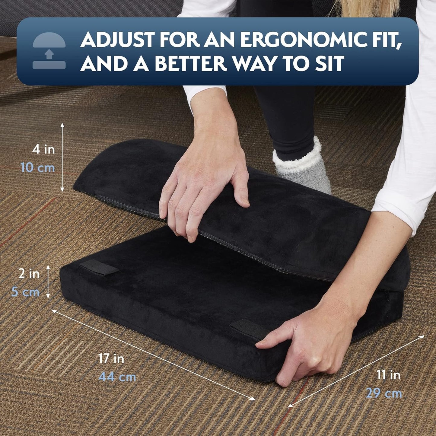 Sky Solutions Under Desk Foot Rest - Memory Foam, Ergonomic, Adjustable Footrest Cushion for Office Chair, Gaming Stool - Work from Home Essentials & Desk Accessories