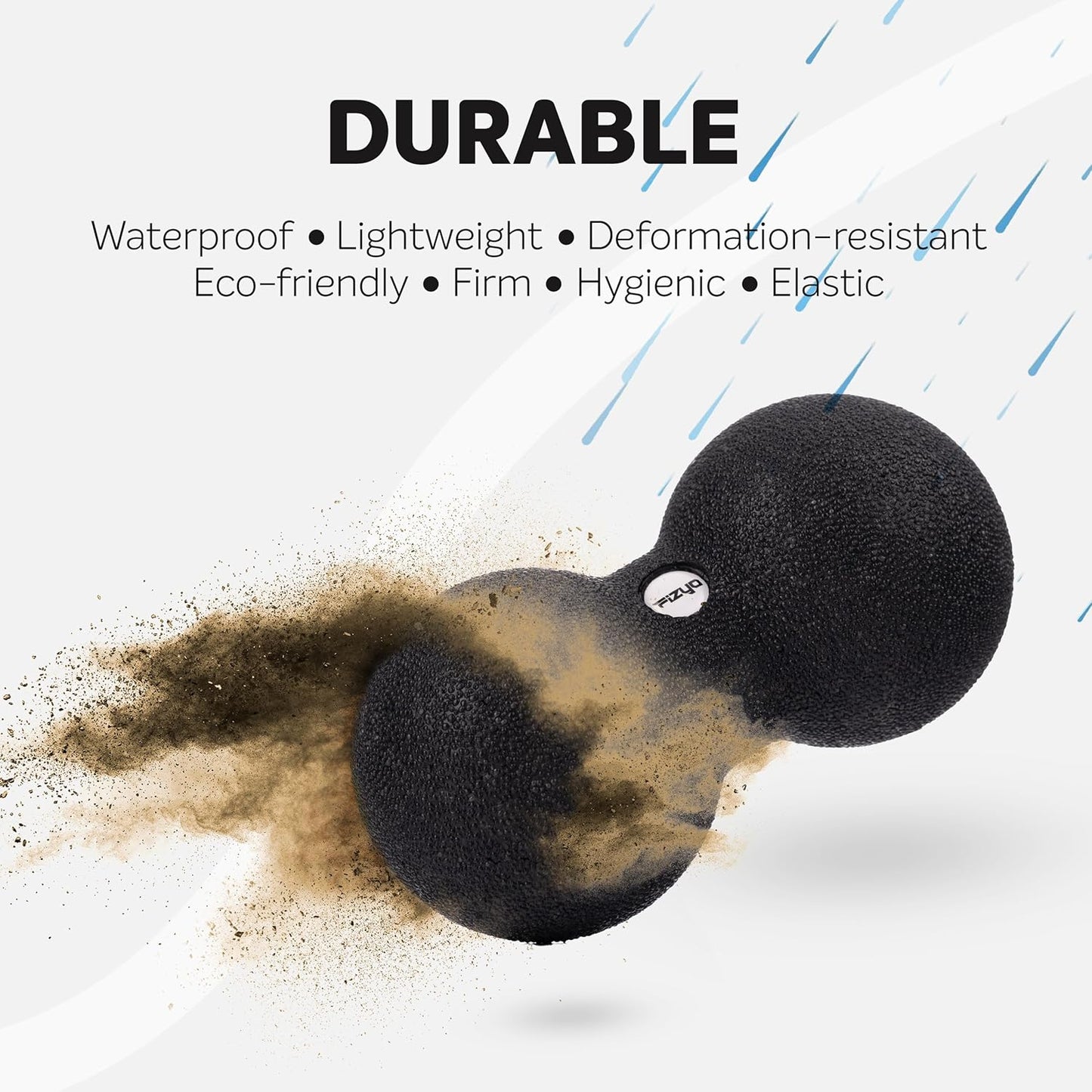 FIZYO Double EPP Massage Ball 24x12cm - Large Muscle Massager for Back, Neck, Legs and Trigger Point, Physical Therapy, Yoga, CrossFit, Pilates, Recovery and Rehabilitation (Black)