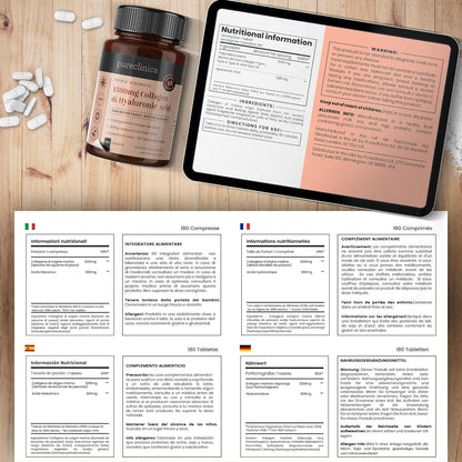 1500mg UltraColl Collagen (1200mg) & Hyaluronic Acid (300mg) x 1080 Tablets (6 Bottles of 180)