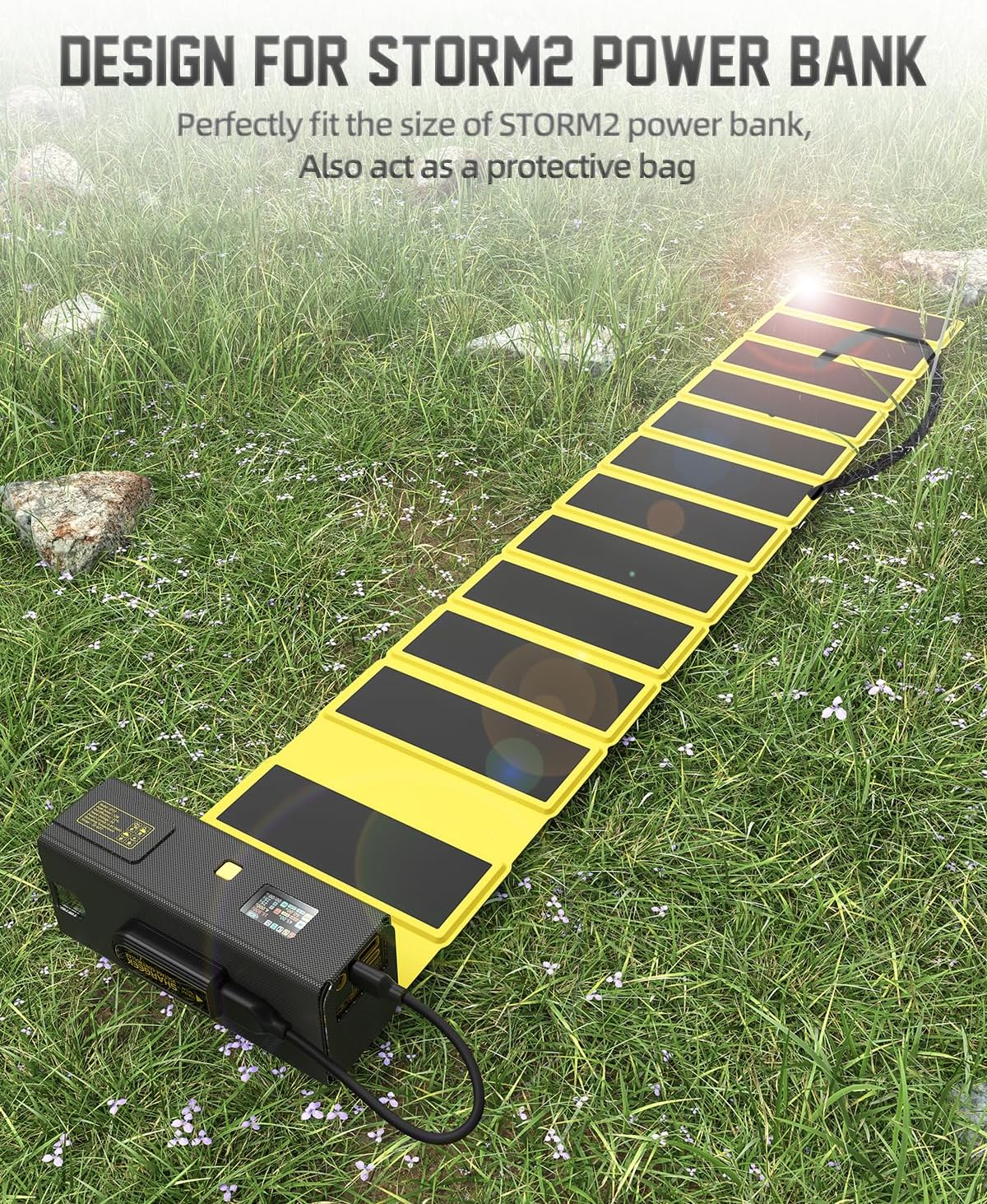 SHARGE Solar Panel Charger 12W, USB C Solar Panel IP54 Waterproof Portable Hiking Camping Gear (Design for 100W Storm2) Compatible with iPhone, iPad, Samsung Galaxy and More