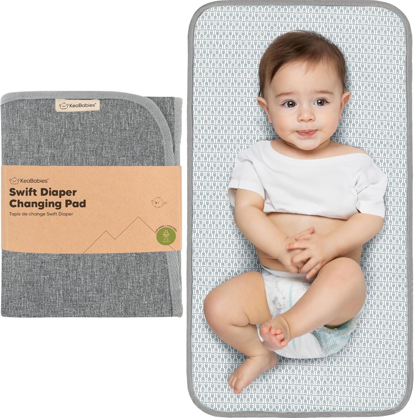 Portable Diaper Changing Pad - Waterproof Baby Change Mat, Nappy Changing Mat, Foldable Travel Baby Change Pad, Washable, Wipeable (Classic Gray)