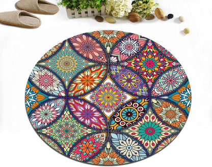 LB Modern Non-Slip Machine Washable Round Rug Living Room Bedroom Bathroom Kitchen Soft Rug Home Decor, 60 x 60 cm
