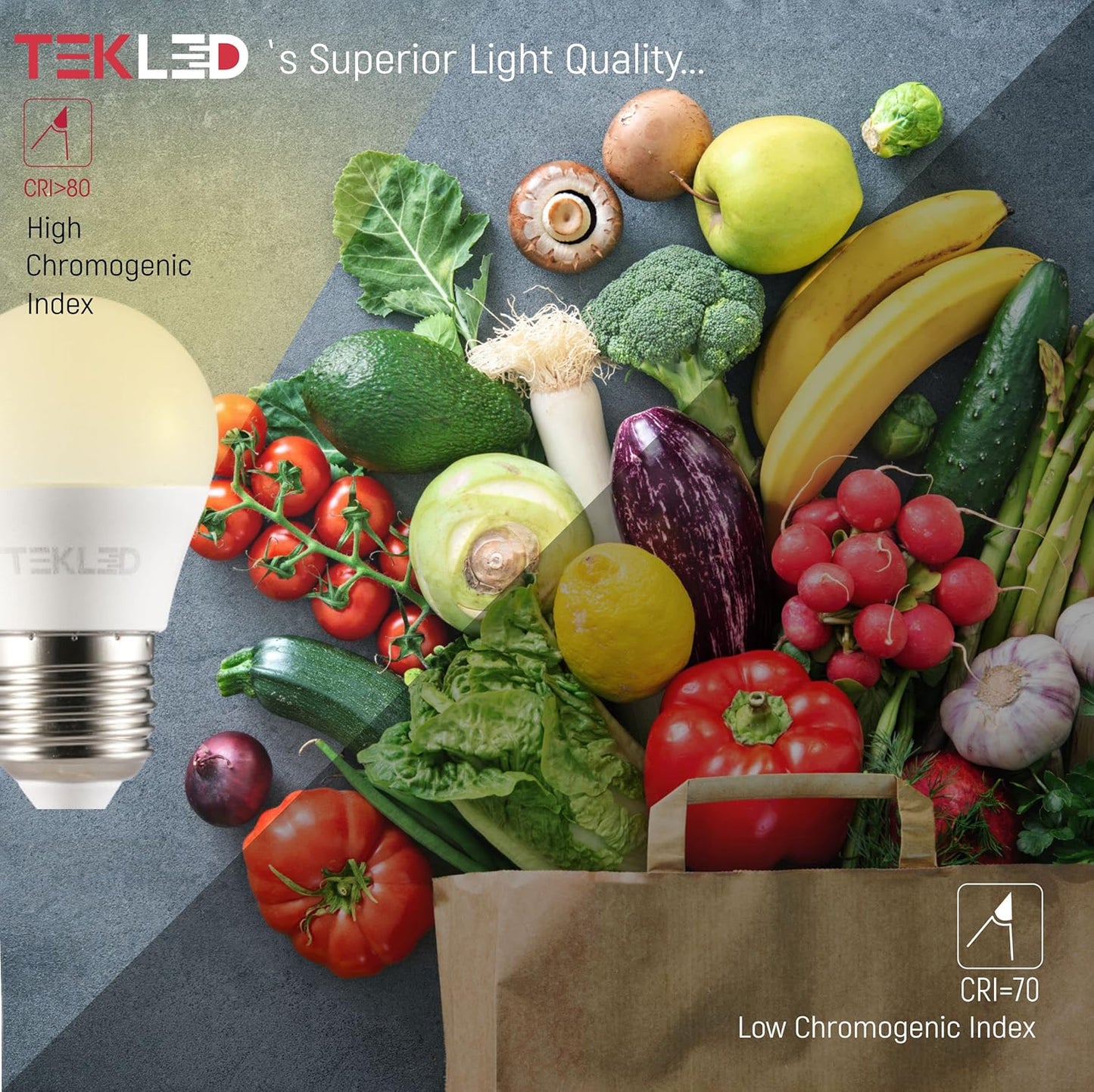 TEKLED® G45 Golf Ball DIMMABLE LED Bulbs | E27 Edison Screw | Energy Saving 5W Light Bulb 40W Incandescent Bulb Equivalent | 2700K 400LM | 4-Pack | Warm White
