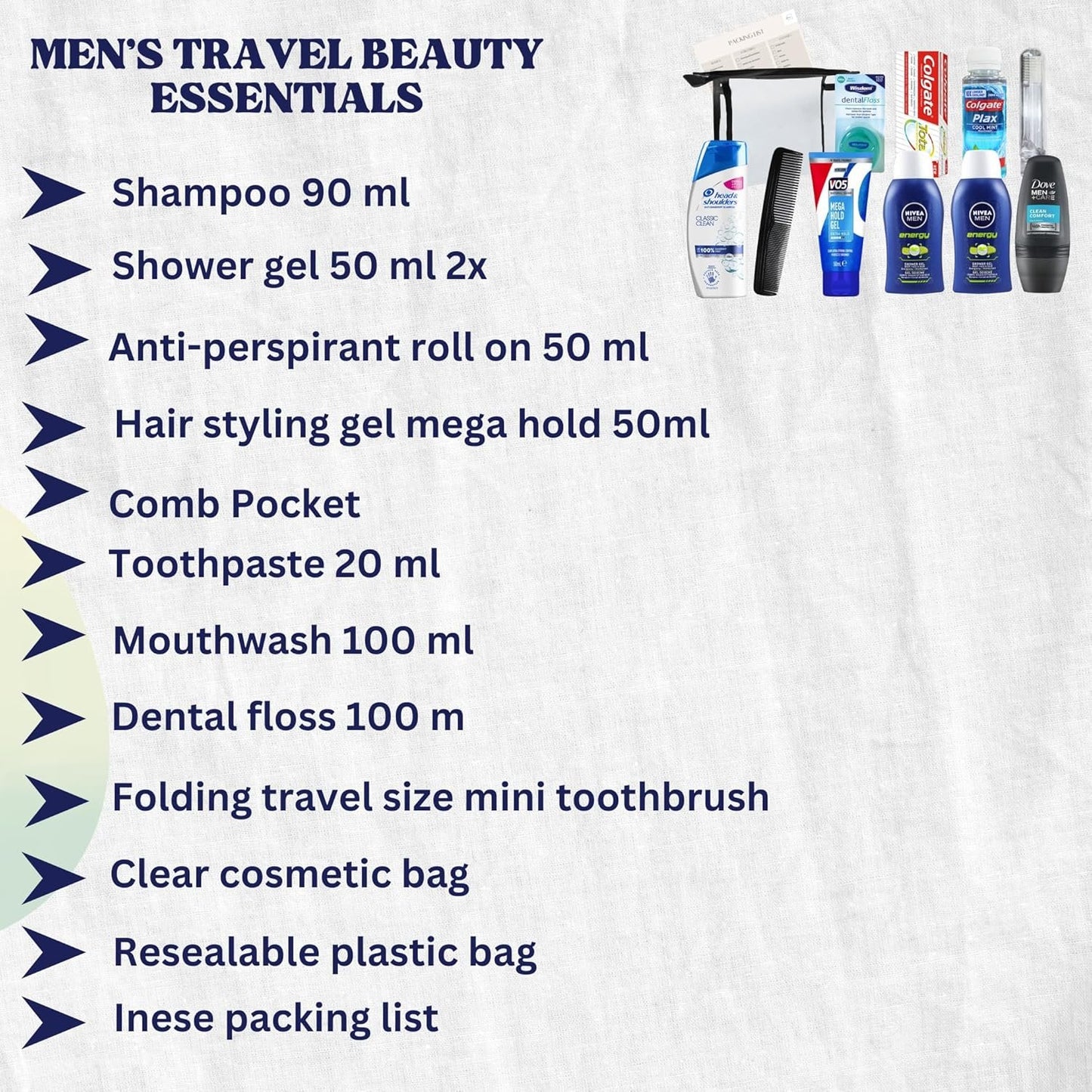 Travel Toiletries Set for Men - Essential Travel Toiletries Kit - Mini Toiletries Airport Approved Liquids