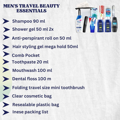 Travel Toiletries Set for Men - Essential Travel Toiletries Kit - Mini Toiletries Airport Approved Liquids