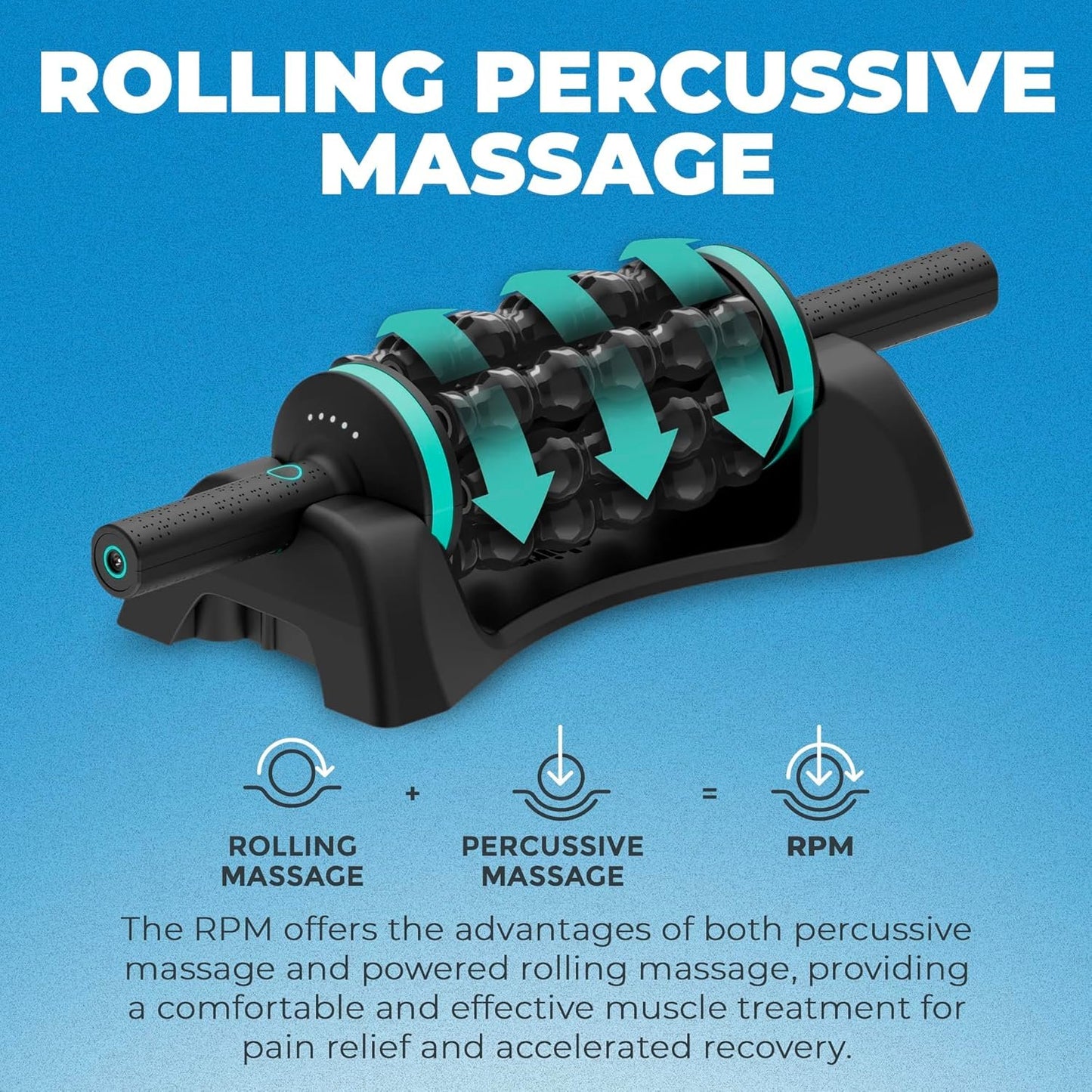 CHIRP RPM Rolling Percussive Massager, Percussive Therapy, Whole Body Relief, Deep Tissue and Muscle Recovery, Percussion Massage, Rechargeable, Hands-Free Base, Powerful, 5-Speed Reversible Spin