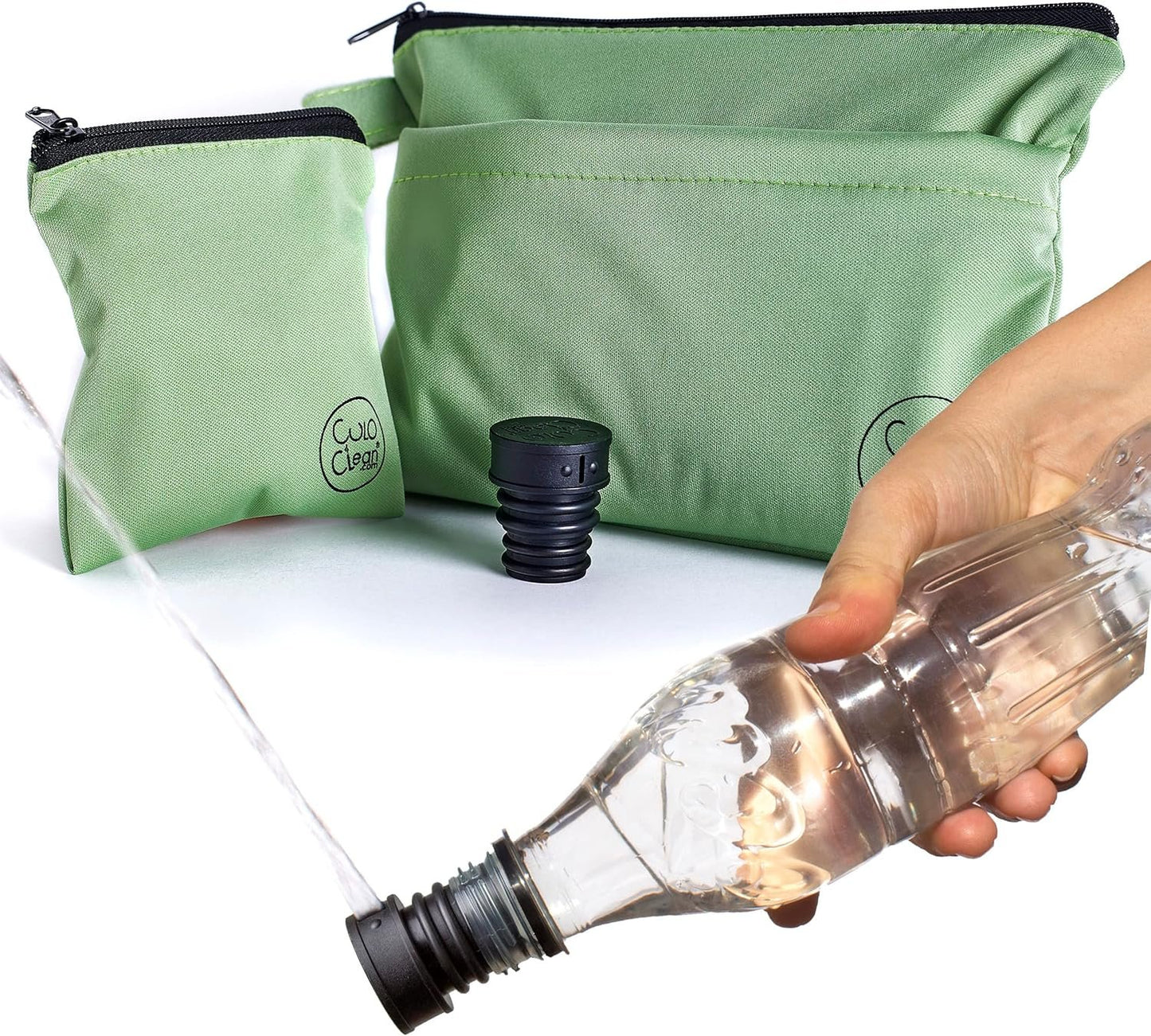 CuloClean Hygiene bag for hiking + Portable travel bidet. Personal hygiene kit for hikers, leave no trace (LNT) while hiking in the countryside.