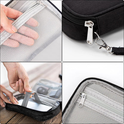 QIMEI-SHOP Electronic Accessories Bag Small Travel Case for Cables Organizer for Hard Drives Charging Cables USB Charger 18.5 x 11.5 x 2.5 cm, Black, Minimalist