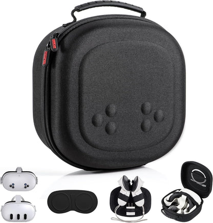Hard Carrying Case for Meta Quest 3S, VR Gaming Headset and Touch Controllers Accessories Travel Case, Small Hard Shell Storage Case for Oculus Quest 3S/Quest 3/Vision Pro, Black