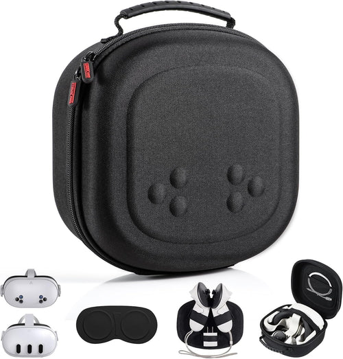 Hard Carrying Case for Meta Quest 3S, VR Gaming Headset and Touch Controllers Accessories Travel Case, Small Hard Shell Storage Case for Oculus Quest 3S/Quest 3/Vision Pro, Black