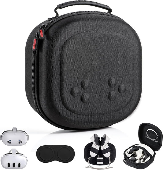 Hard Carrying Case for Meta Quest 3S, VR Gaming Headset and Touch Controllers Accessories Travel Case, Small Hard Shell Storage Case for Oculus Quest 3S/Quest 3/Vision Pro, Black