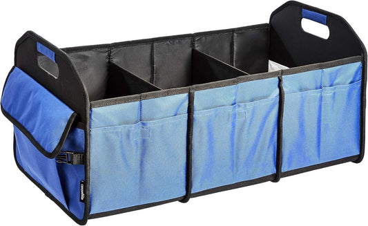 Amazon Basics Collapsible Portable Multi-Compartment Heavy Duty Cargo Trunk Organizer - Blue
