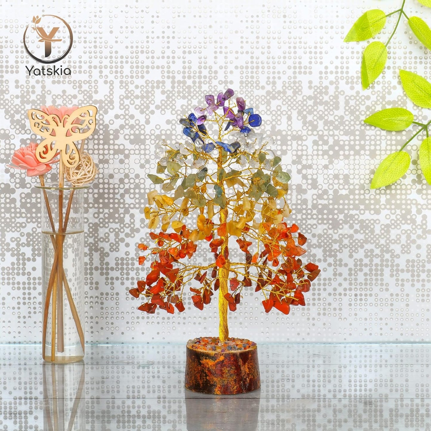 Yatskia 7 Chakra Tree of Life, Crystals and Healing Stones, Chakra Crystal Tree Decor, Housewarming Gifts, Home Decor, Meditation Decor, Birthday Gifts for Women