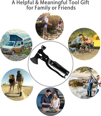 Multi-tool Axe Hammer, Upgraded 14 in 1 Portable Hatchet Tool with Sheath, Camping Survival Gear Kit Birthday Gifts Christmas Stocking Stuffers For Dad Father Grandpa Husband Son Boyfriend Him