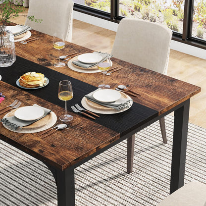 Tribesigns 71"x31.5" Dining Table, Industrial Kitchen Table for 6-8 Person, Rectangular Dinner Table for Dining Room Kitchen Living Room, with Heavy Duty Metal Legs, Brown