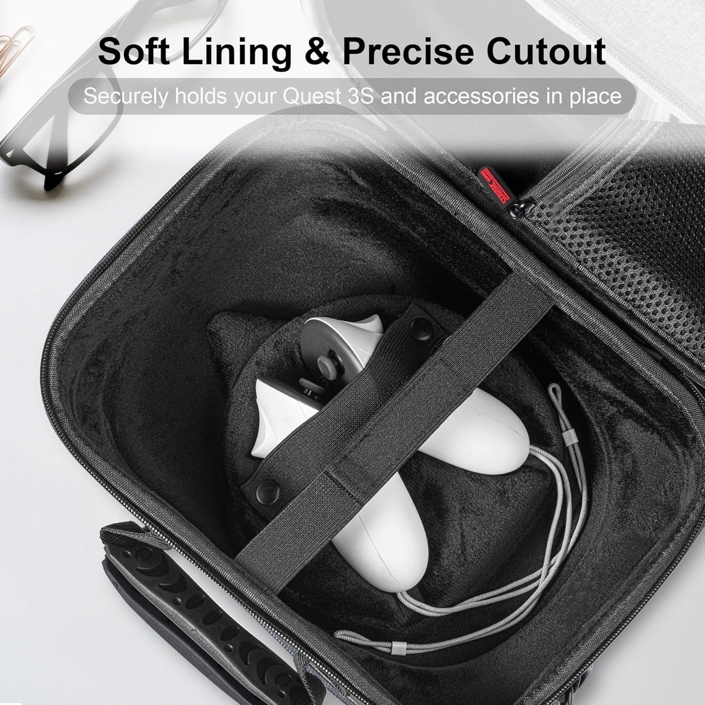 Large Carrying Case for Meta Quest 3S, Hard Travel Case for BOBOVR S3 Pro/Kiwi Design Battery Head Strap, Controllers and Other Accessories, Portable Travel Bag for Oculus Quest 3S/Quest 3, Black
