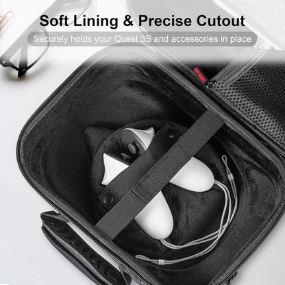 Large Carrying Case for Meta Quest 3S, Hard Travel Case for BOBOVR S3 Pro/Kiwi Design Battery Head Strap, Controllers and Other Accessories, Portable Travel Bag for Oculus Quest 3S/Quest 3, Black