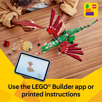 LEGO Creator 3in1 Medieval Dragon Toy for 9+ Year Old Boys & Girls, Construction Kit Rebuilds into a Sea Serpent or a Phoenix Animal Figure, Creative Kids Toy Building Set 31161