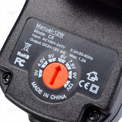 12W Universal AC to DC Power Supply 3 V 4.5 V 5 V 6 V 7.5 V 9 V 12 V 1 A, Multi-voltage Adapter with 8 DC Plugs for Home Electronics