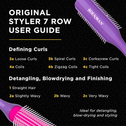 Denman Classic Styling Brush 7 Rows - Hair Brush for Blow-Drying & Styling - D3 - African Violet Color