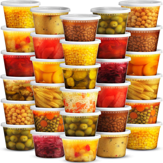 16 Oz Deli Food Containers with Lids - (36 Sets) Airtight Food Storage Takeout Meal Prep Containers To Go with 36 Lids, BPA-Free, Dishwasher, Microwave Safe