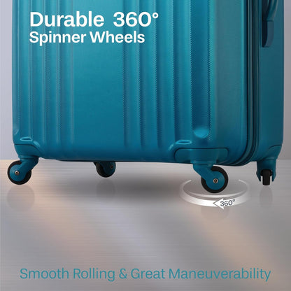 Jetstream 3 Piece Hardside Luggage Set - Rolling Wheeled Spinner Travel Lightweight ABS Suitcase, Teal