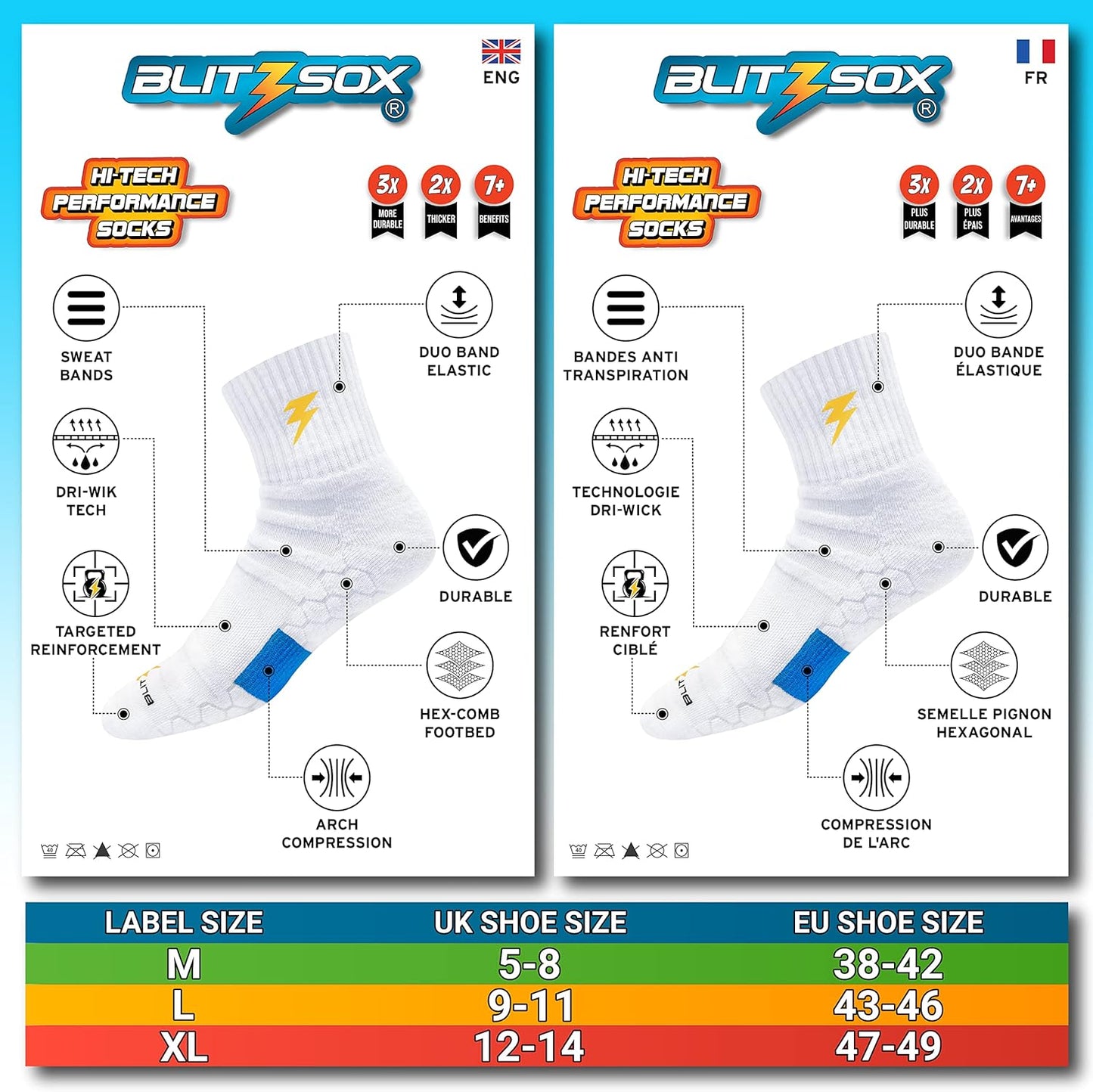 BLITZSOX Hi-Tech Performance Athletic Quarter Length Socks for Men Women (Tennis, Running, Fitness & Training), Pack of 3
