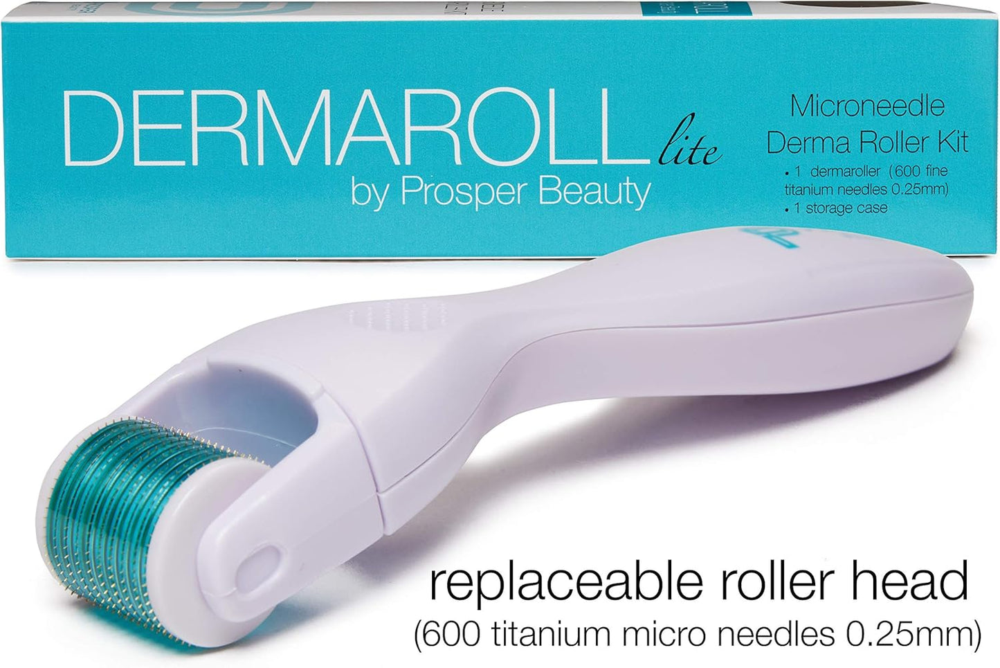 Prosper Beauty Derma Roller Microneedle Kit [DERMAROLL lite by ] 540 Titanium Micro Needles 0.25mm Microneedling Face Roller Exfoliation Microdermabrasion Derma Skin Care Tool Dermaplaning Dermapen