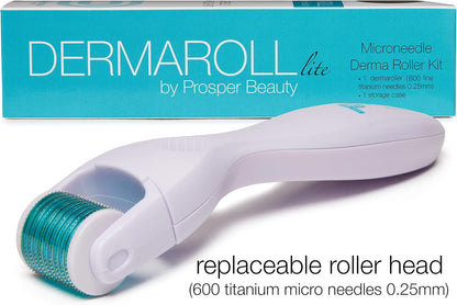 Prosper Beauty Derma Roller Microneedle Kit [DERMAROLL lite by ] 540 Titanium Micro Needles 0.25mm Microneedling Face Roller Exfoliation Microdermabrasion Derma Skin Care Tool Dermaplaning Dermapen