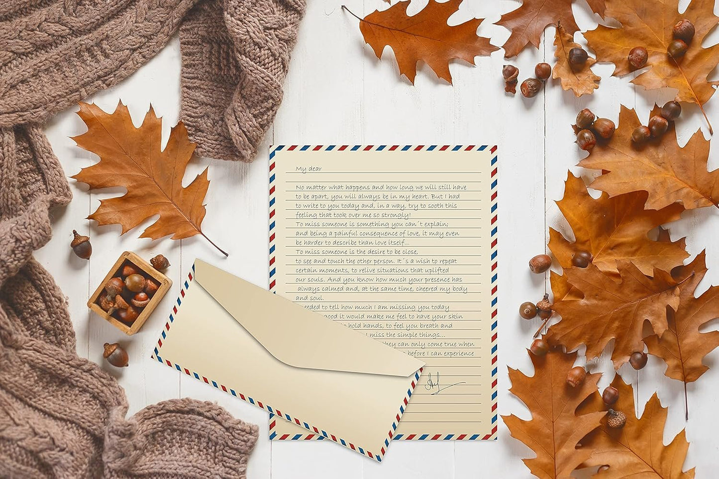 Better Office Products Vintage Airmail Stationery Paper Set, 100-Piece Set (50 Lined Sheets + 50 Matching Envelopes), Letter Size 8.5 x 11 inch, Double Sided & Lined Paper, by