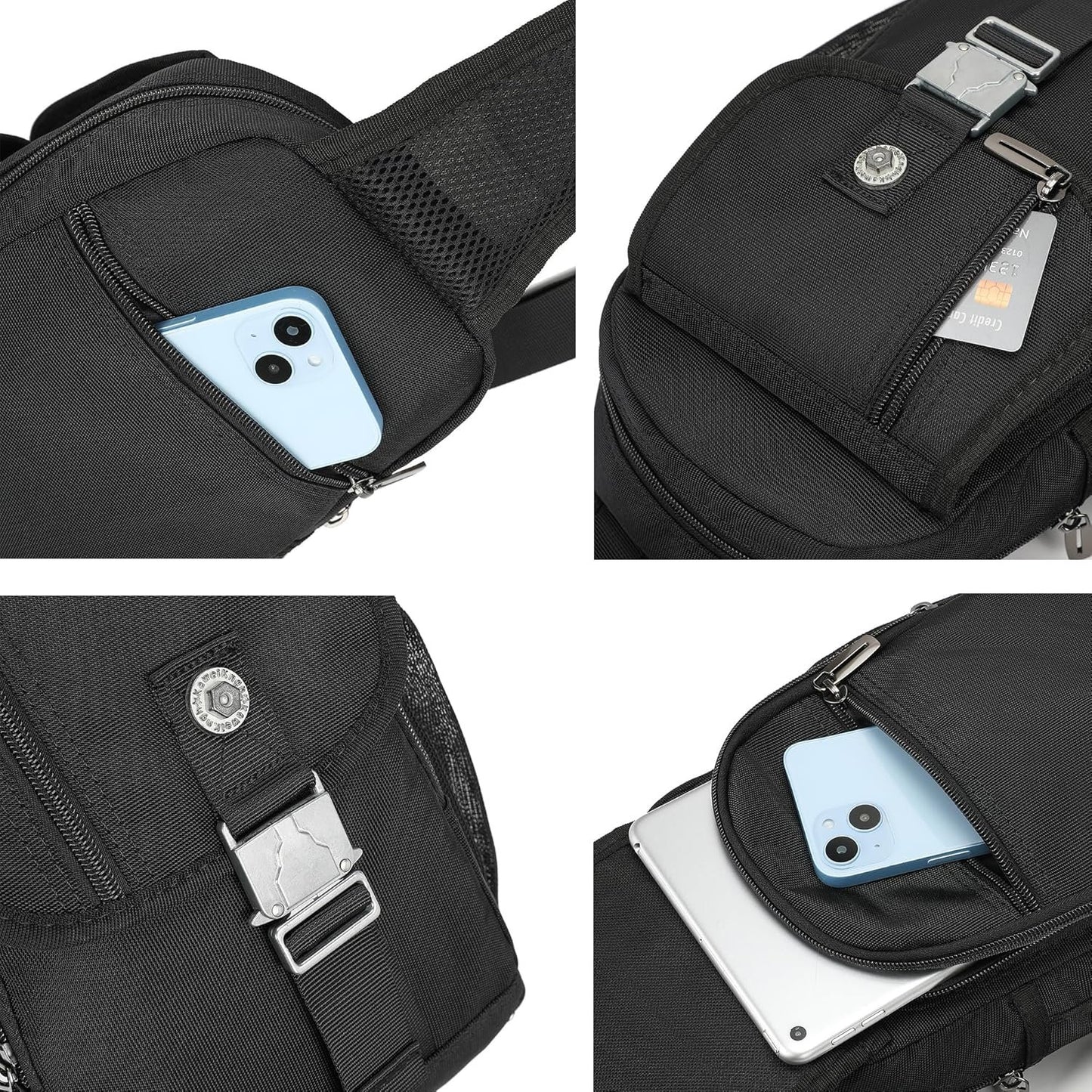 NICGID Sling Bag Chest Shoulder Backpack Crossbody Bags for Tablet Laptop Outdoor Hiking Men Women