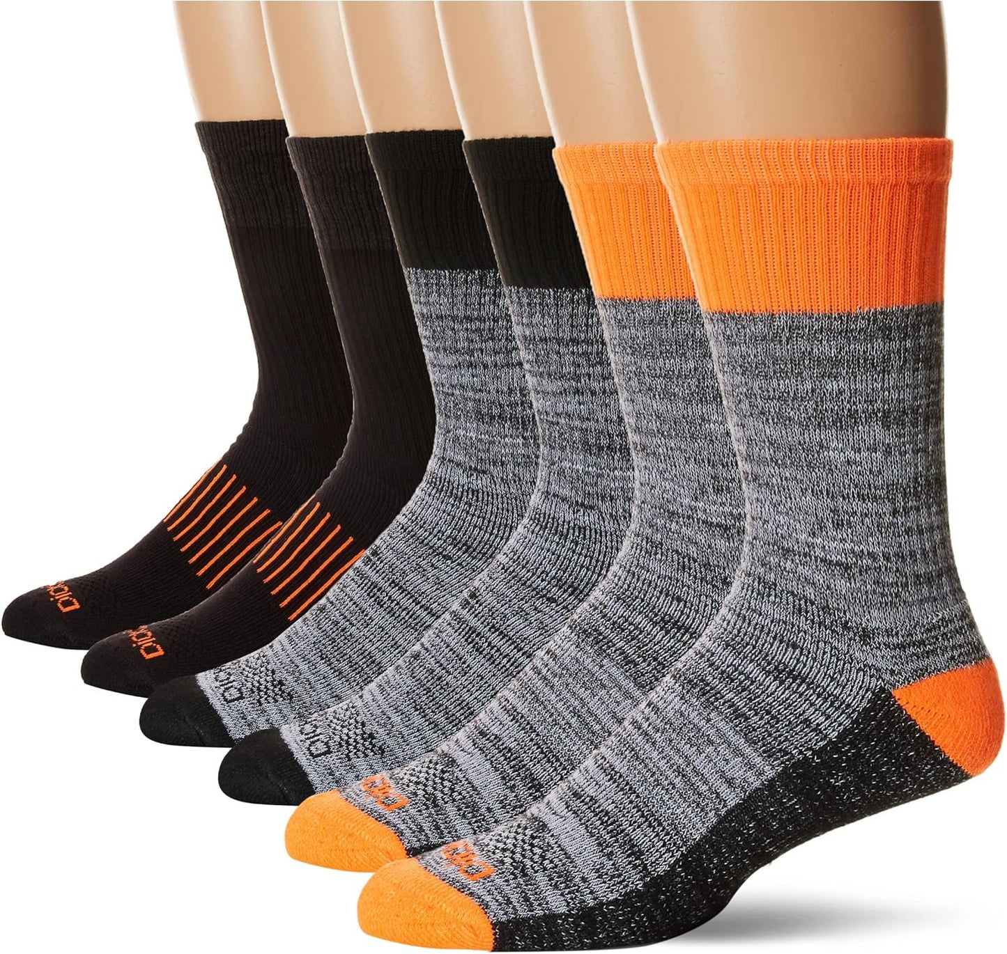 Dickies Men's Dri-Tech Performance Work Crew Socks 6 Pair,Black