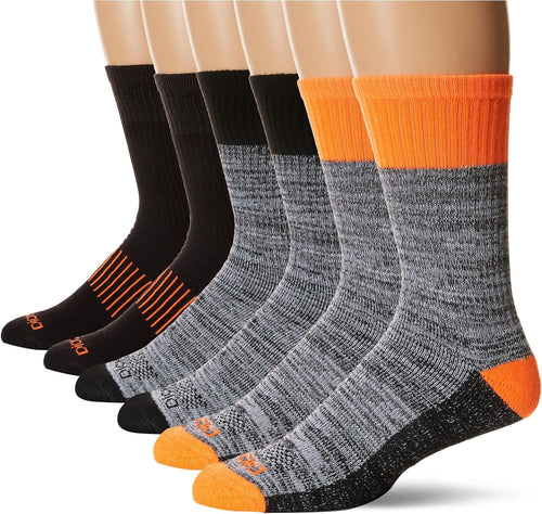 Dickies Men's Dri-Tech Performance Work Crew Socks 6 Pair,Black