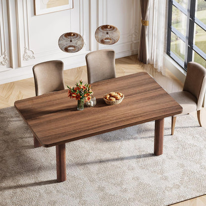 Tribesigns 63” Farmhouse Dining Table for 4-6 People, Large Wood Rectangle Kitchen Table, Dinner Table Kitchen & Dining Room Furniture with with Solid Wood Legs