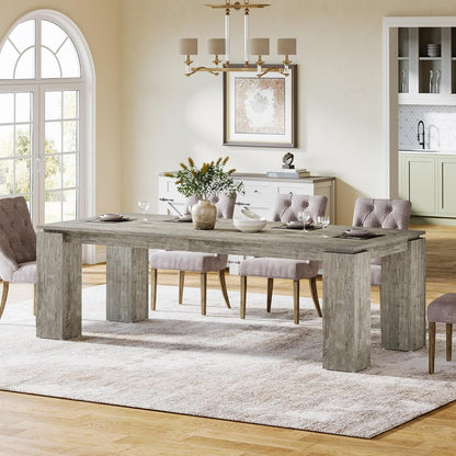 Tribesigns 86-Inch Large Dining Table for 8 People, Wood Farmhouse Kitchen Table with Thick Legs for Dining Rooms, Restaurants