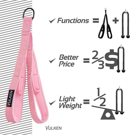 Vulken Tricep Rope Cable Attachment. 24 Inch & 17 Inch Two Lengths Built in One Pull Down Rope