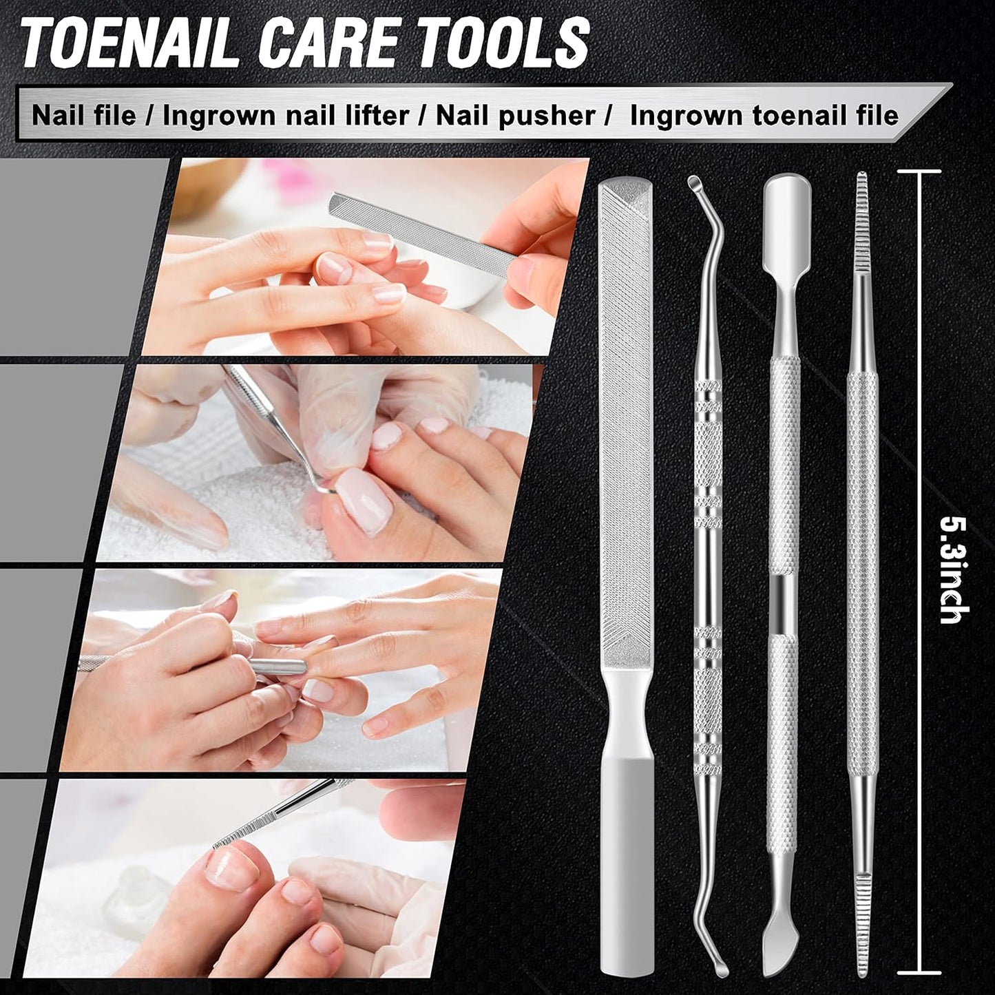 Toenail Clippers for Seniors Thick Toenails, Aucurwen Heavy Duty Toe Nail Clippers Adult Thick Nails Long Handle, Large Toenail Clippers for Thick Nails 7Pcs